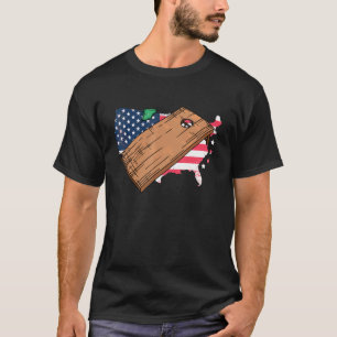 T-shirt 4 Juillet Cornhole Board American Flag Bean B