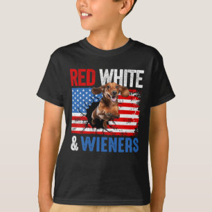 T-shirt 4 juillet Dachshund Chien Chemise Rouge Blanc Et W