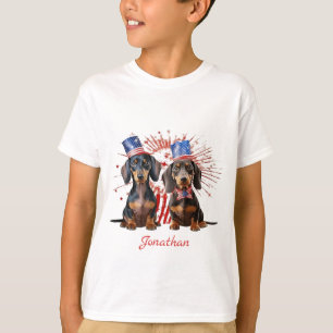T-shirt 4 juillet Dachshund, Drapeau américain