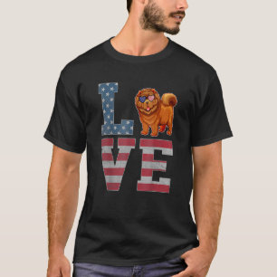 T-shirt 4 juillet Décor Amour Patriotique Chow Chow Chien