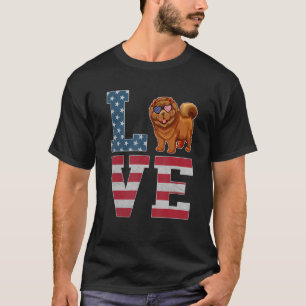 T-shirt 4 juillet Décor Amour Patriotique Chow Chow Chien