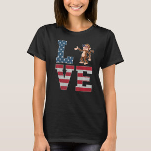 T-shirt 4 juillet Décor Patriotic Love Monkey American F