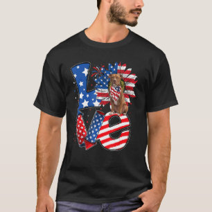 T-shirt 4 juillet Décor Patriotique LOVE Pitbull Dog USA F