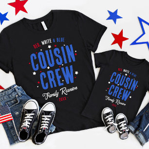 T-shirt 4 juillet d'équipage rouge blanc et bleu cousin