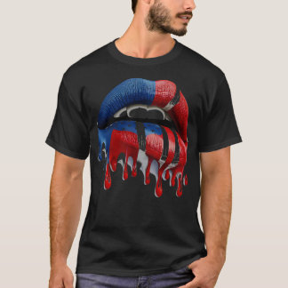 T-shirt 4 juillet Drapeau américain femmes lèvres où le ro