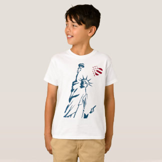 T-shirt 4 juillet drapeau des USA de coeur de statue de