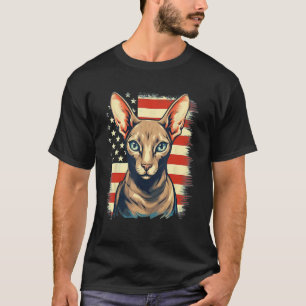 T-shirt 4 juillet Drapeau Oriental Shorthair Chat 1