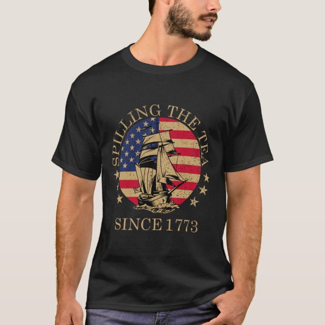 T-shirt 4 juillet Drôle De Déverser Le Thé Depuis 1773 Qua (Devant)