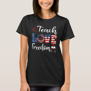T-shirt 4 juillet Enseignant Rouge Blanc Et Bleu Tournesol
