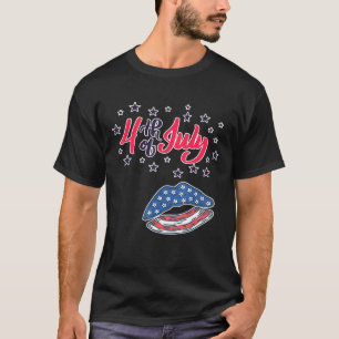 T-shirt 4 juillet Fête de l'Indépendance Kiss Lips America