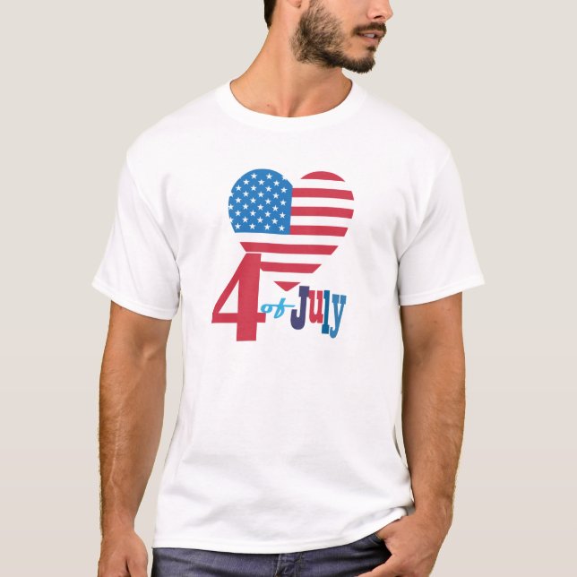 T-shirt 4 juillet feux d'artifice américains de drapeau de (Devant)