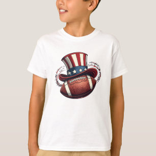 T-shirt 4 juillet Football Joueur patriotique Hommes Garço