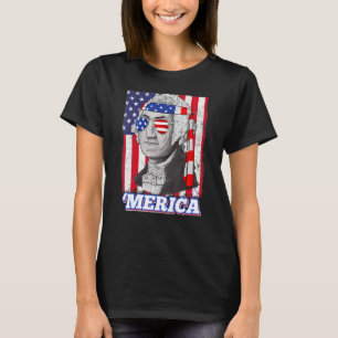 T-shirt 4 juillet George Washington Patriotique Merica Fla