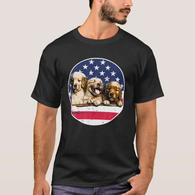 T-shirt 4 juillet Golden Retriever (Devant)