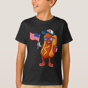 T-shirt 4 juillet Hotdog Funny Quatrième Juillet Patriotiq