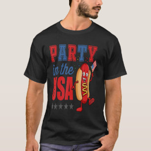 T-shirt 4 juillet Hotdog Party Dans les drapeaux américain