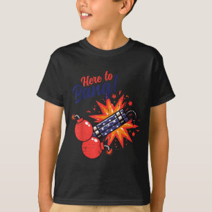 T-shirt 4 juillet ici pour exploser un pétard humour drôle