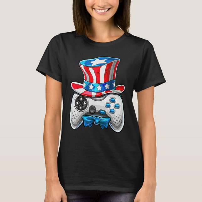 T-shirt 4 juillet jeu vidéo American Flag Uncle Sam Gam (Devant)