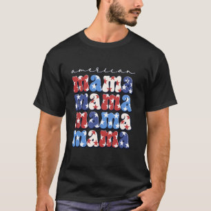 T-shirt 4 juillet Maman Américaine Rouge Blanc Et Bleu Gro