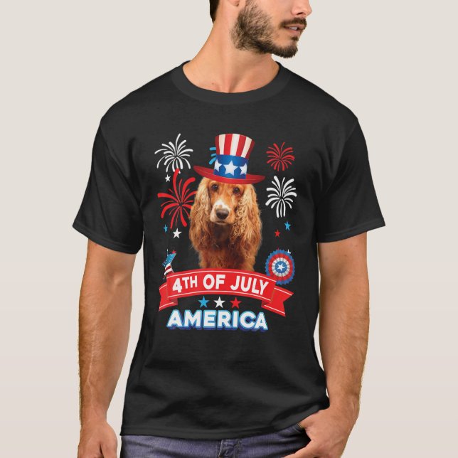 T-shirt 4 juillet Patriotique Day Anglais Cocker Espagnol  (Devant)