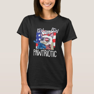 T-shirt 4 juillet Pew Pew Pawtriotic Cat Amérique patrioti
