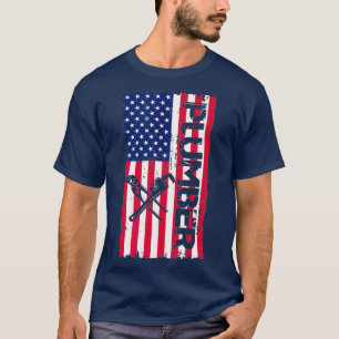 T-shirt 4 juillet Plumber USA American Flag Patriotique