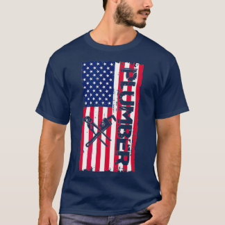 T-shirt 4 juillet Plumber USA American Flag Patriotique