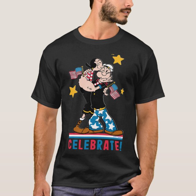 T-shirt 4 juillet Popeye et Olive Oyl Patriotic (Devant)