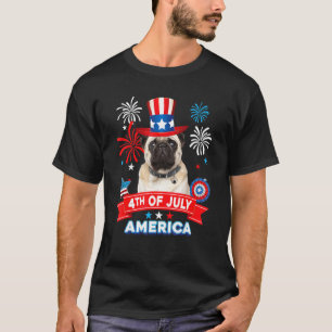 T-shirt 4 juillet Pug Chien Jour de fête Patriotique Indép