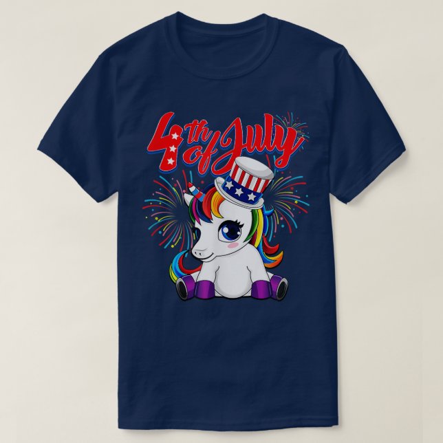 T-shirt 4 juillet pullover Unicorn (Design devant)
