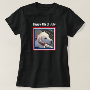 T-shirt 4 juillet Rouge Blanc Bleu mou Chien portant l'éch
