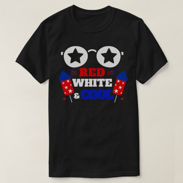 T-shirt 4 juillet Rouge Blanc Et Cool 35 (Design devant)