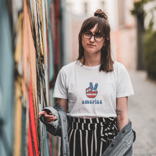 T-shirt 4 juillet Rouge Bleu Bleu Moderne
