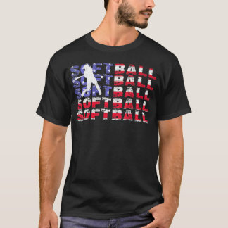 T-shirt 4 juillet Softball American Flag Patriotique