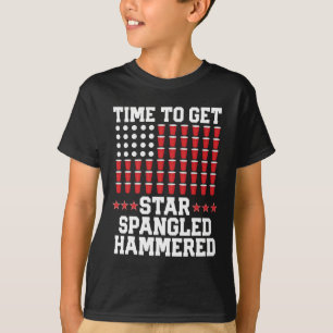 T-shirt 4 juillet T Chemise Cadeau Bière Pong Drapeau Amér