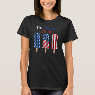 T-shirt 4 juillet Us Drapeau Popsicl L'Équipage Cousin 4