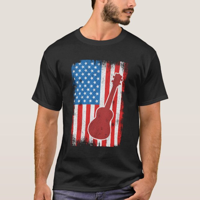 T-shirt 4 juillet Usa Ukulele (Devant)