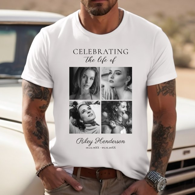 T-shirt 4 Photo Celebration of Life Memorial White (Créateur téléchargé)