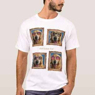 T-shirt 4 Photo Collage Chiens Vintages Chiens de cadre An