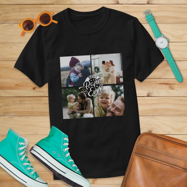 T-shirt 4 Photo Collage Fête des pères mémoire famille (Créateur téléchargé)