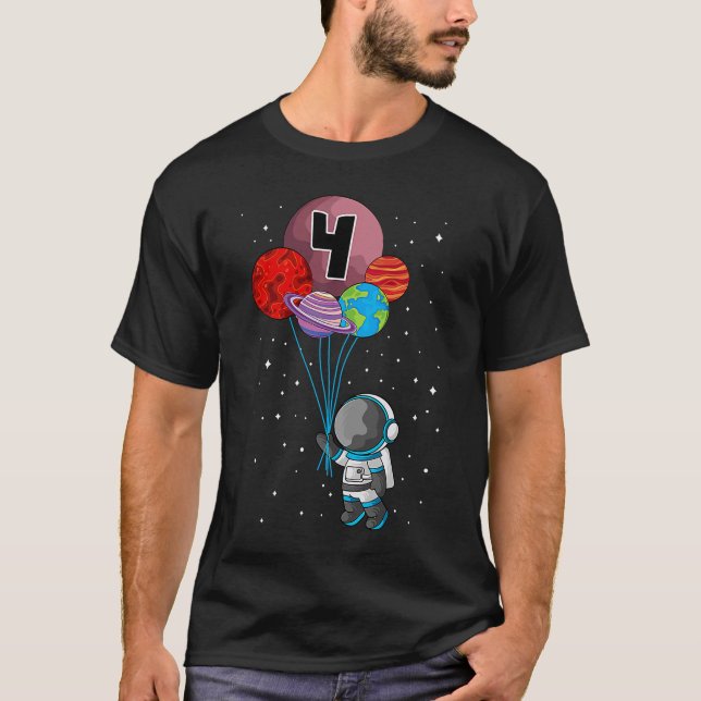 T-shirt 4 Planètes spatiales de garde d'anniversaire Astro (Devant)