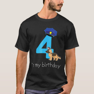 T-shirt 4 Year Old Cop Birthday Police German Shepherd Dog