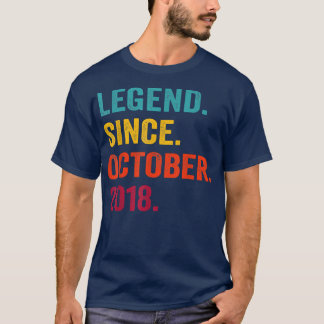 T-shirt 4 Years Old Gifts Legend Since October 2018 4th Bi