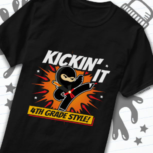 T-shirt 4e année Ninja Kick Premier jour Retour à l'école