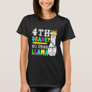 T-shirt 4e année No Prob Llama Retour à l'école Enseignant