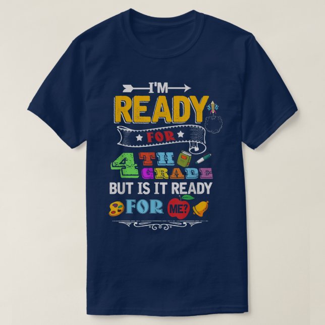 T-shirt 4e année Retour à l'école 4e année Premier jour (Design devant)