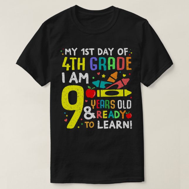 T-shirt 4e année Retour au premier jour de l'école Chemise (Design devant)
