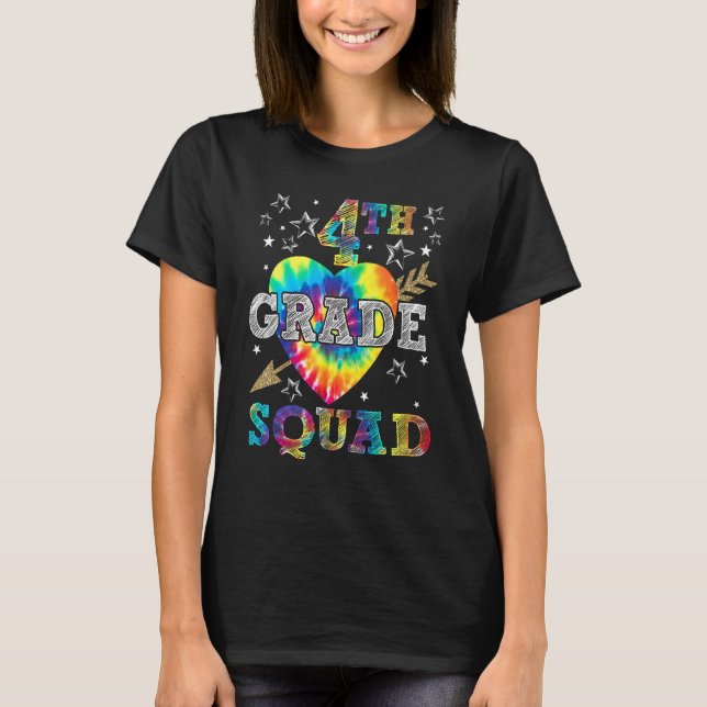 T-shirt 4e année Squad Tie Dye Retour à l'école Enseignant (Devant)