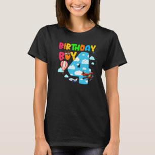 T-shirt 4e anniversaire Boy Avion Pilote Avion 4 ans Helic