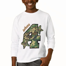 4e anniversaire Boy Camo and Stars Nom personnalis